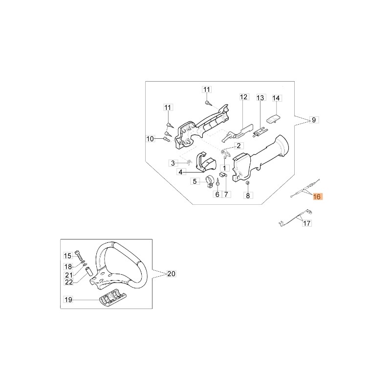 Câble d'accélérateur pour débroussailleuse ORIGINAL EMAK 61260005R