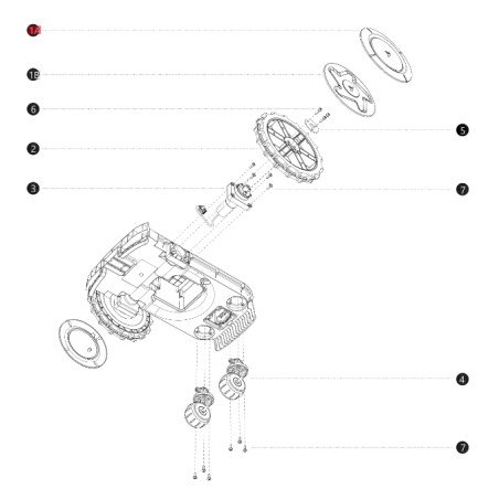 Cubierta de la rueda i108E ORIGINAL BLUEBIRD robot cortacésped cortacésped AB12.02.00.0130 | Newgardenstore.eu