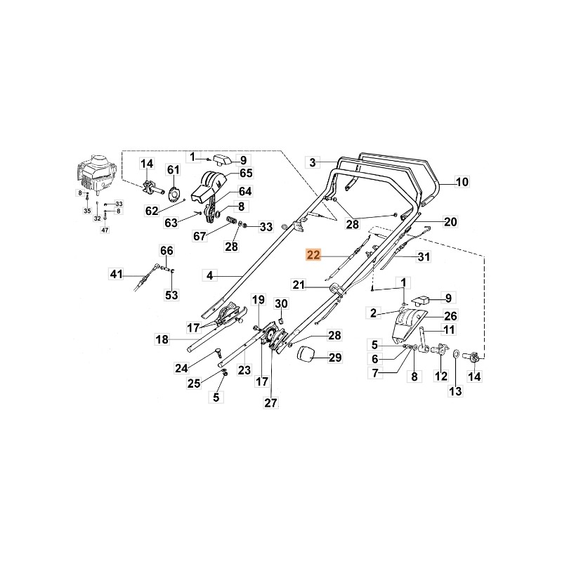 Câble d'accélérateur modèles de tondeuse à gazon LUX47KV ORIGINAL EMAK 8202075A