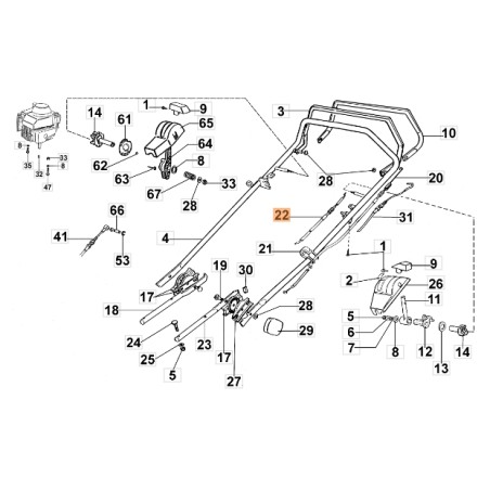 Accelerator cable lawnmower models LUX47KV ORIGINAL EMAK 8202075A | Newgardenstore.eu