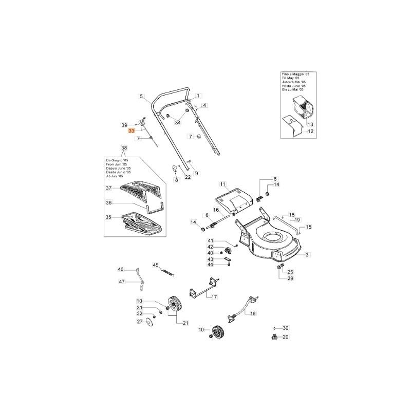 Câble d'accélérateur de tondeuse à gazon ORIGINAL EMAK modèles G47L 66060077AR