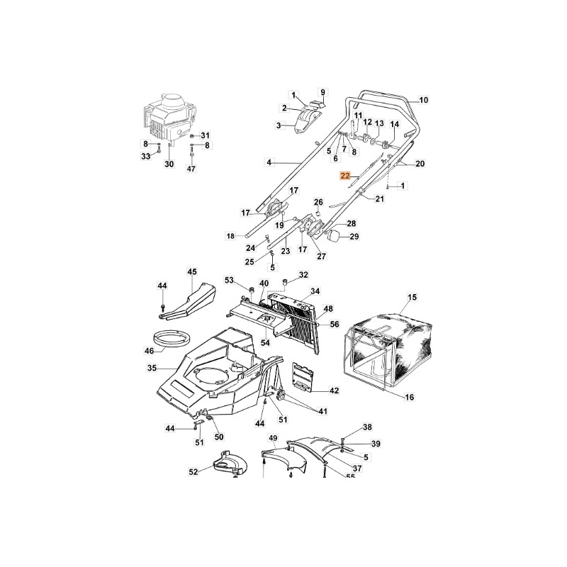 Accelerator cable lawn mower models LUX47 LUX47T ORIGINAL EMAK 8202032R