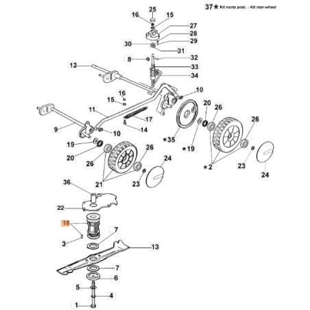 Blade holder hub mower models LUX47 ORIGINAL EMAK 8201341R | Newgardenstore.eu