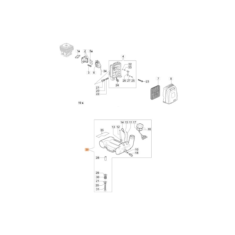 Modèle de réservoir de débroussailleuse SPARTA440BP ORIGINAL EMAK 62040078BR