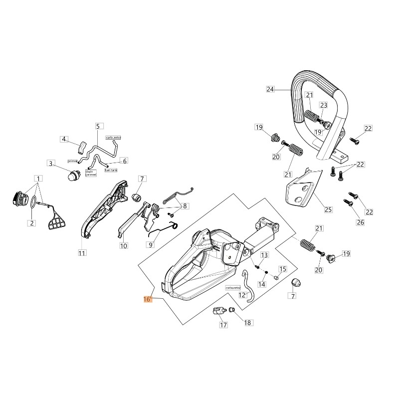 Depósito ORIGINAL EMAK 50230279R para motosierra modelo GS451