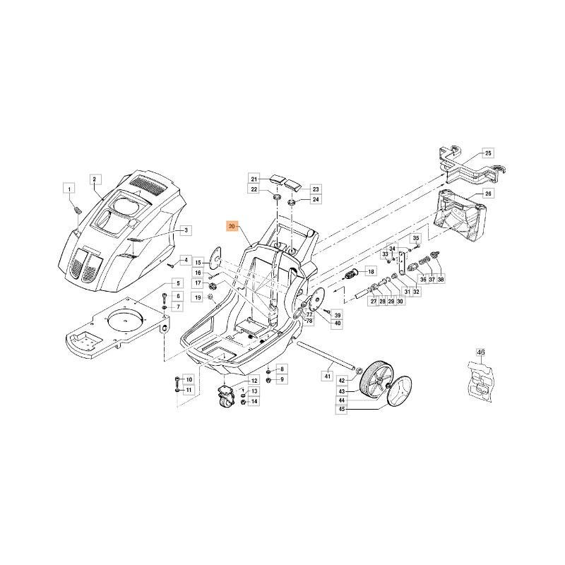 Serbatoio telaio idropulitrice modelli PW300HC ORIGINALE EMAK CH32060283B