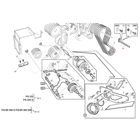 Pin retaining belts tractor PG models ORIGINAL GIANNI FERRARI 95303290000 | Newgardenstore.eu