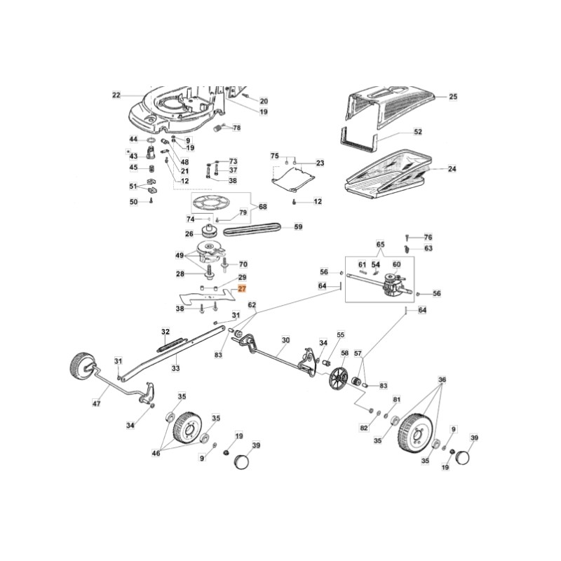 Mulching blade mower models MAX53TBDF ORIGINAL EMAK 66060426R