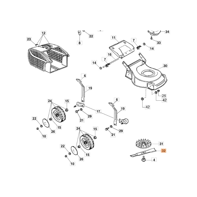 ORIGINAL EMAK 66130045R G48PE Modelle Elektro-Mähwerk Mulchmesser