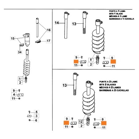 Lama mototrivella modelli MTL81R MTL85R ORIGINALE EMAK 028000069A | Newgardenstore.eu