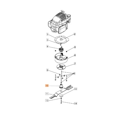 Cubo de cuchilla de segadora modelos DEB517 ORIGINAL EMAK PB0302030047R | Newgardenstore.eu