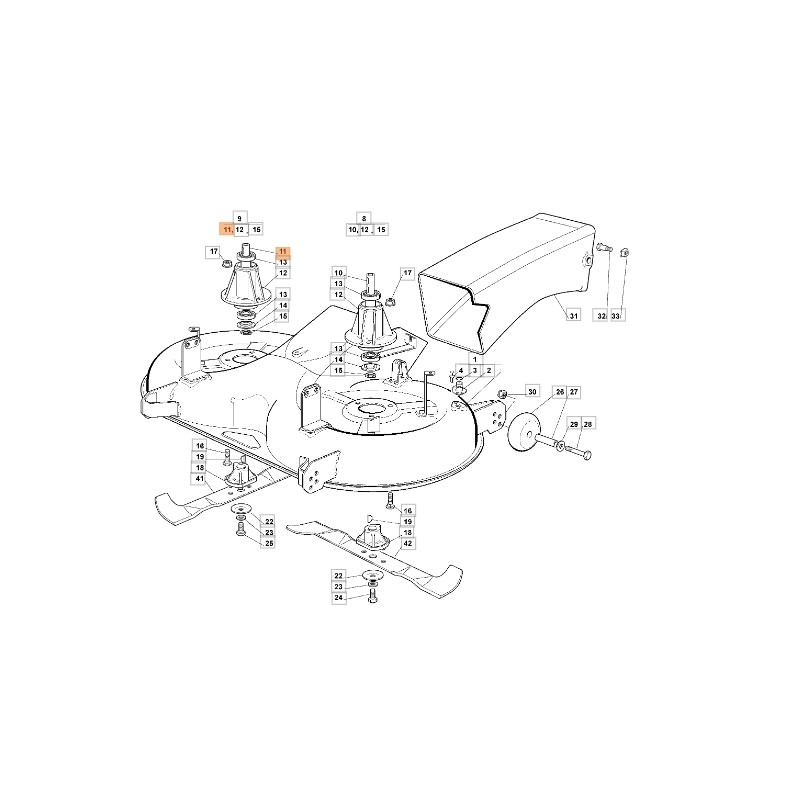 Eje de la cuchilla para tractores de césped ORIGINAL EMAK G125020833E0R