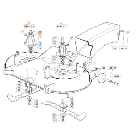 Arbre de lame tracteur de pelouse GLX22-102 ORIGINAL EMAK G125020833E0R | Newgardenstore.eu