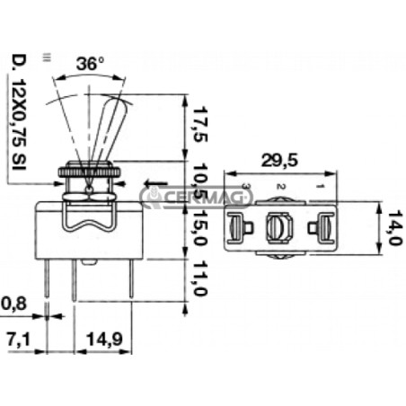 Single-pole toggle switch with 2 faston OFF-ON connections 250V 15A 35921