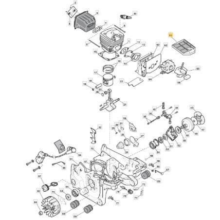 Filtre à air pour tronçonneuse modèles A4500 A505 ORIGINAL STIGA 118550574/0 | Newgardenstore.eu