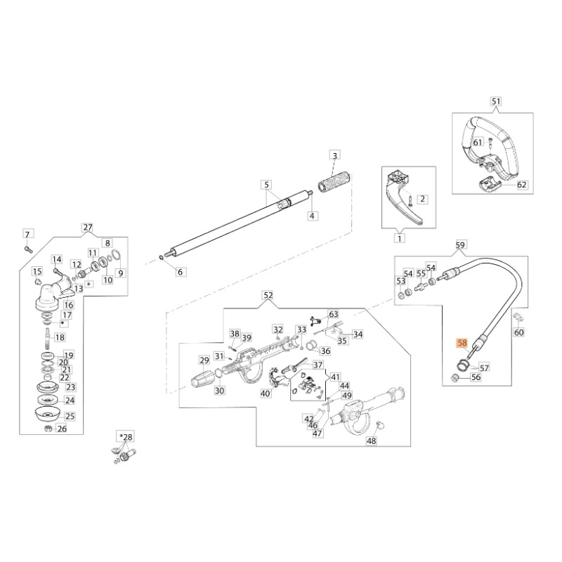 Albero flessibile decespugliatore modelli BCF530 ORIGINALE EMAK 61400172R