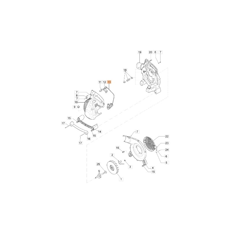 Câble d'accélérateur de soufflerie modèles BV300 ORIGINAL EMAK 56550024R