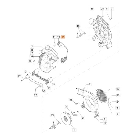 Blower accelerator cable BV300 models ORIGINAL EMAK 56550024R | Newgardenstore.eu