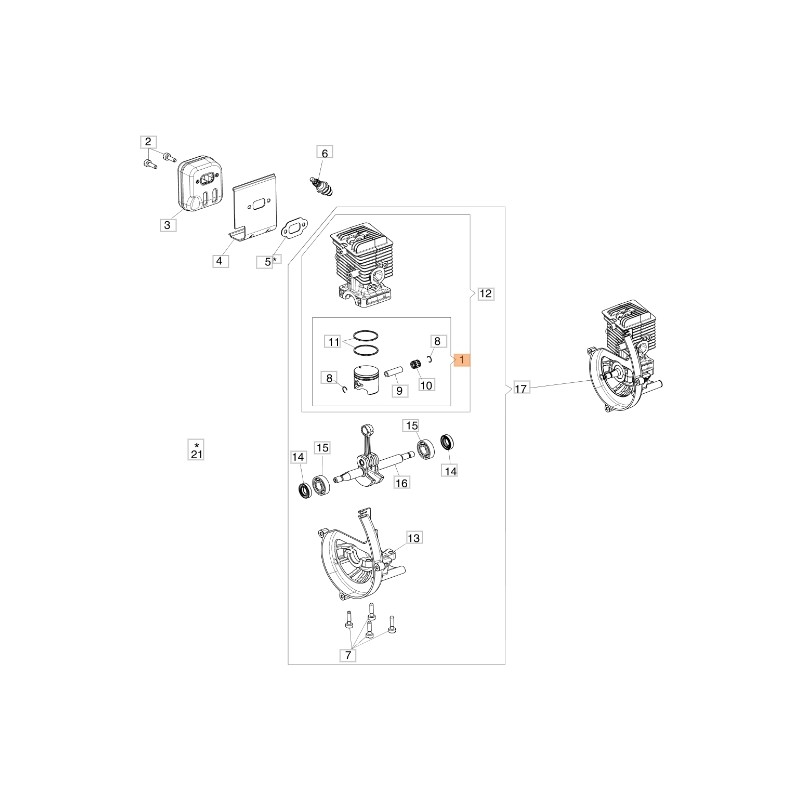 Kit de pistón soplador ORIGINAL EMAK modelo BV250 56600004R