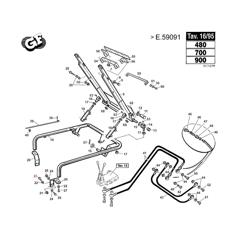 screw M12x45 UNI5737 ISO4014 ORIGINAL GIANNI FERRARI lawn tractor 00.92.07.0100