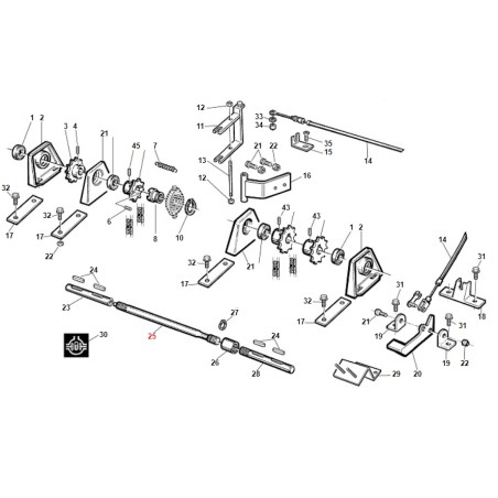 Arbre central de verrouillage du tracteur GIANNI FERRARI ORIGINAL 95500000033 | Newgardenstore.eu