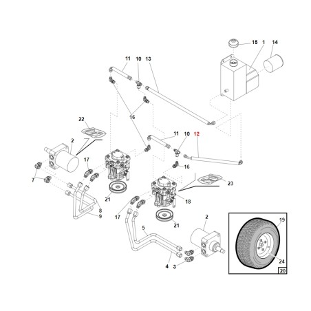 Tuyau d'alimentation de pompe de tracteur GIANNI FERRARI 93900423373 ORIGINAL. | Newgardenstore.eu