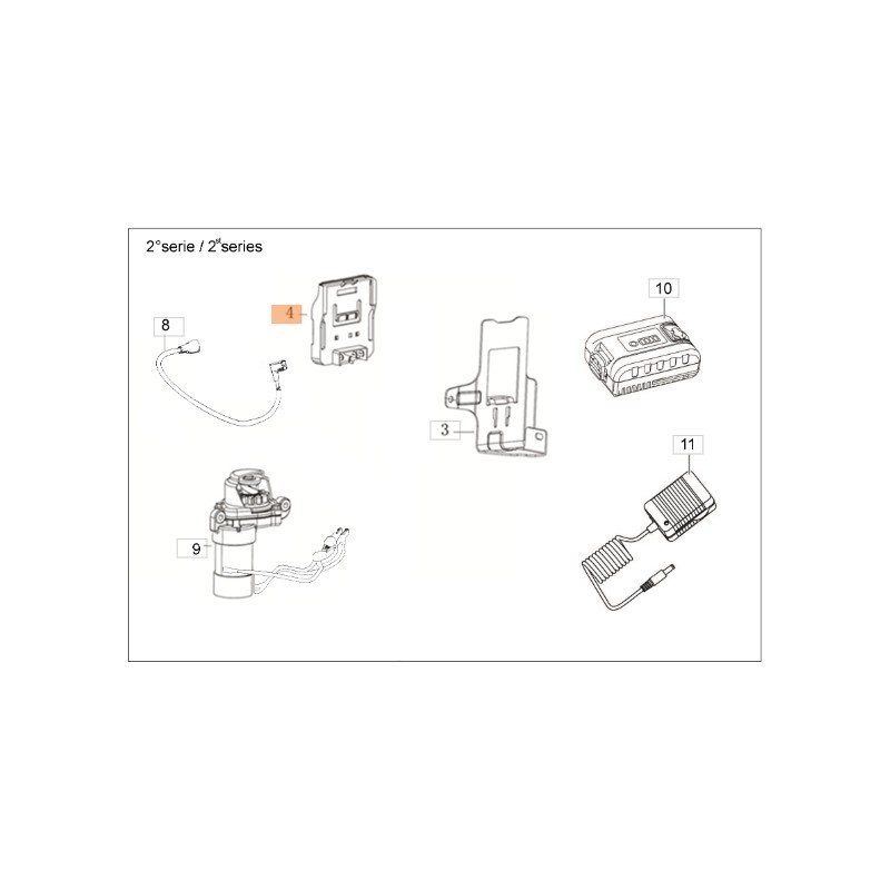 Soporte de batería para modelos de cortacésped G48TKE ORIGINAL EMAK L66151974