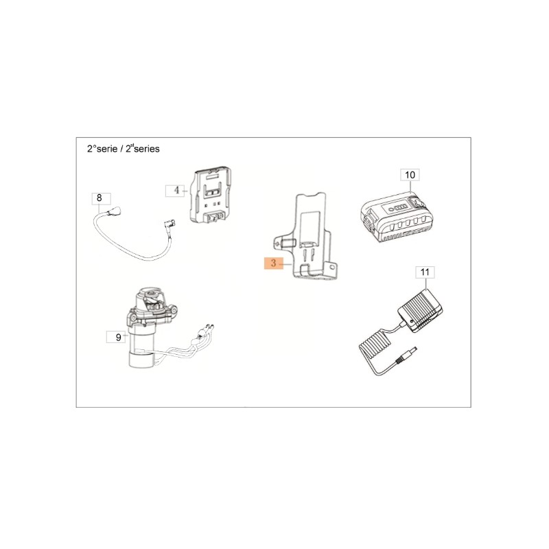 Battery bracket for lawn mower models G48TKE ORIGINAL EMAK L66151973