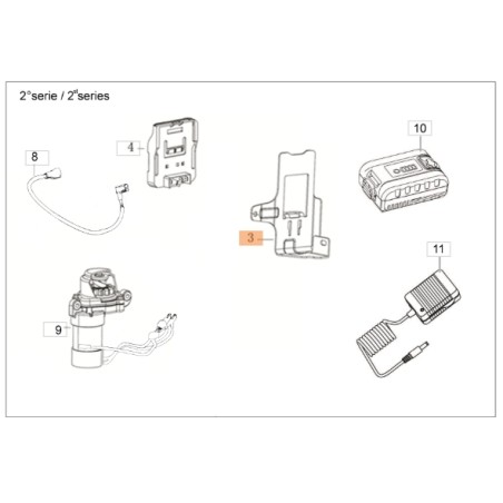 Support de batterie pour tondeuse à gazon modèles G48TKE ORIGINAL EMAK L66151973 | Newgardenstore.eu