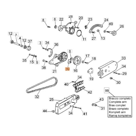 Idler belt tensioner models 962TTA 963TTA ORIGINAL EMAK 52010036 | Newgardenstore.eu