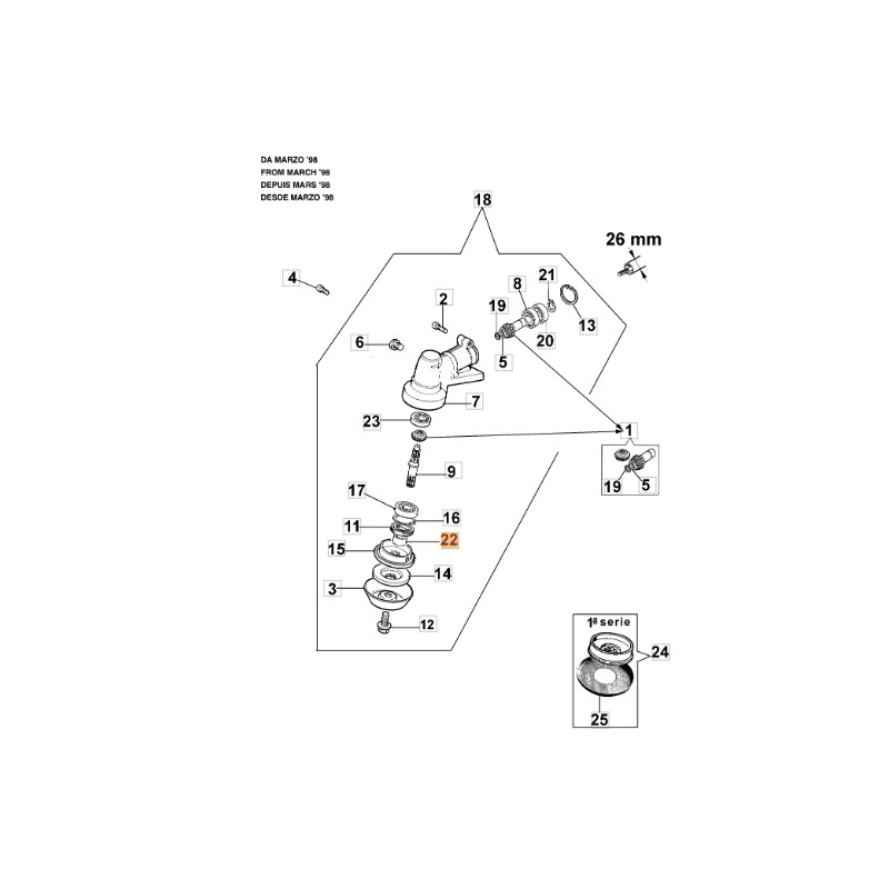 Entretoise pour débroussailleuse modèles 435BP 450BP ORIGINAL EMAK 61040066R