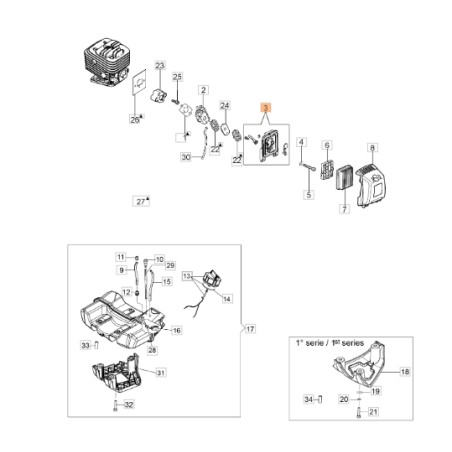 Filter holder brushcutter models BC280S ORIGINAL OLEOMAC 61280030R | Newgardenstore.eu