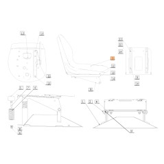 Asiento para tractor de césped modelos APACHE92EVO ORIGINAL OLEOMAC 68120024