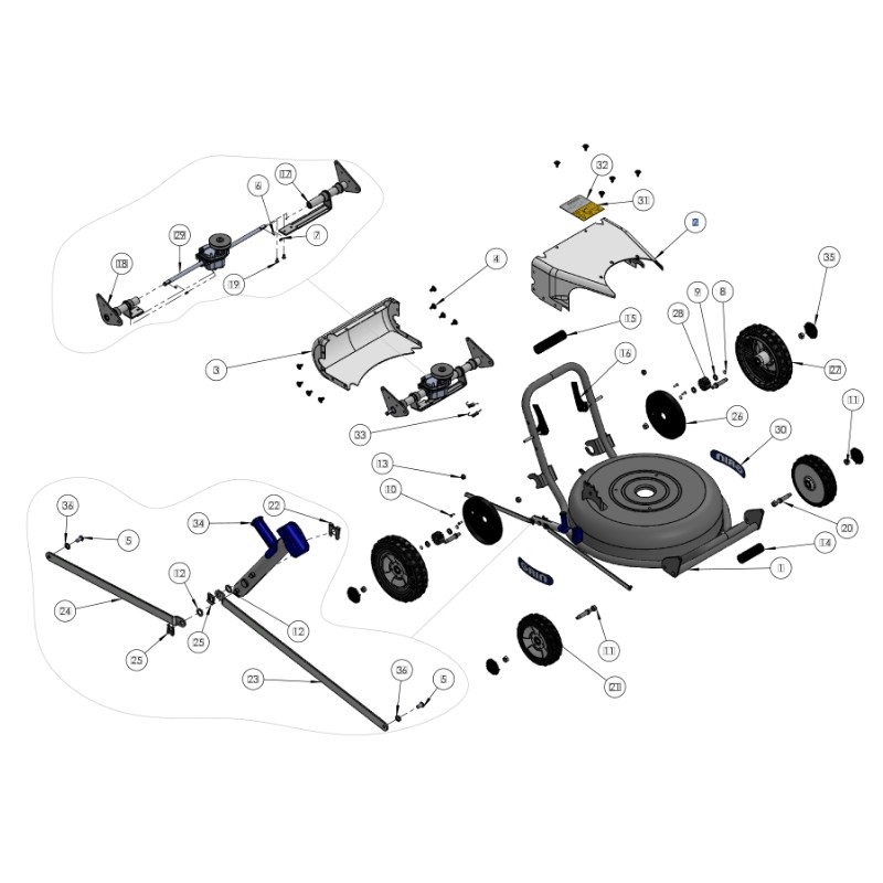 Couvercle de traction supérieur de tondeuse à gazon ORIGINAL GRIN PRT-0058