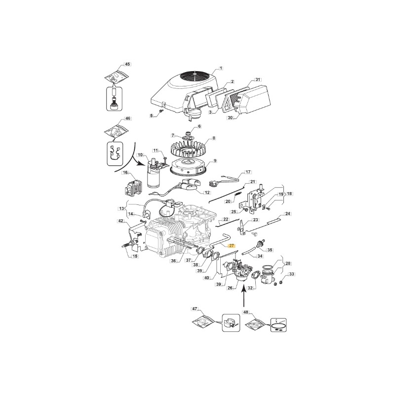 Tubo de respiración para tractor ORIGINAL STIGA 118550225/0 118550225/1