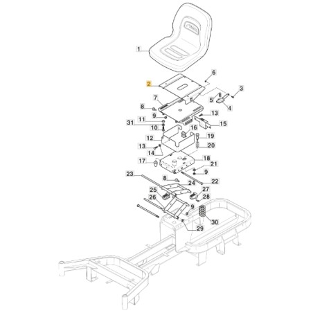 Piastra sedile trattorino modelli GYRO500E GYRO700E ORIGINALE STIGA 1134-6090-01 | Newgardenstore.eu