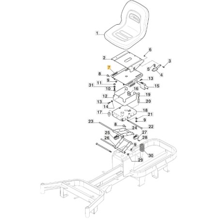 Bracket seat tractor models GYRO500e GYRO700e ORIGINAL STIGA 387773513/0 | Newgardenstore.eu