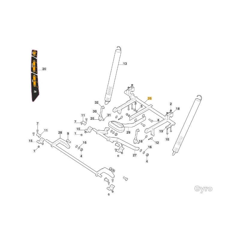 Asse sollevamento trattorino modelli GYRO500e ORIGINALE STIGA 387000159/0