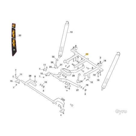 Asse sollevamento trattorino modelli GYRO500e ORIGINALE STIGA 387000159/0 | Newgardenstore.eu