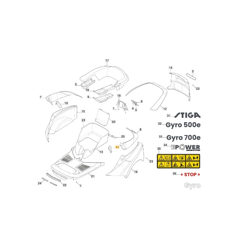 ORIGINAL STIGA tractor left side fixing cover 337110400/0