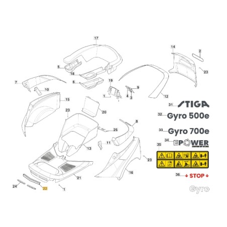 Headlight fixing bracket for tractor models GYRO900e ORIGINAL STIGA 337774218/0 | Newgardenstore.eu