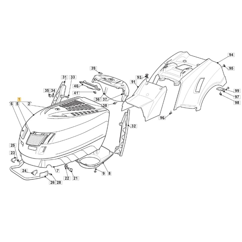 Graue Motorhaube für Rasentraktor Modelle T40H ORIGINAL STIGA 382076949/0