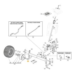 Eje de dirección derecho para tractor de césped ORIGINAL STIGA 382230373/1