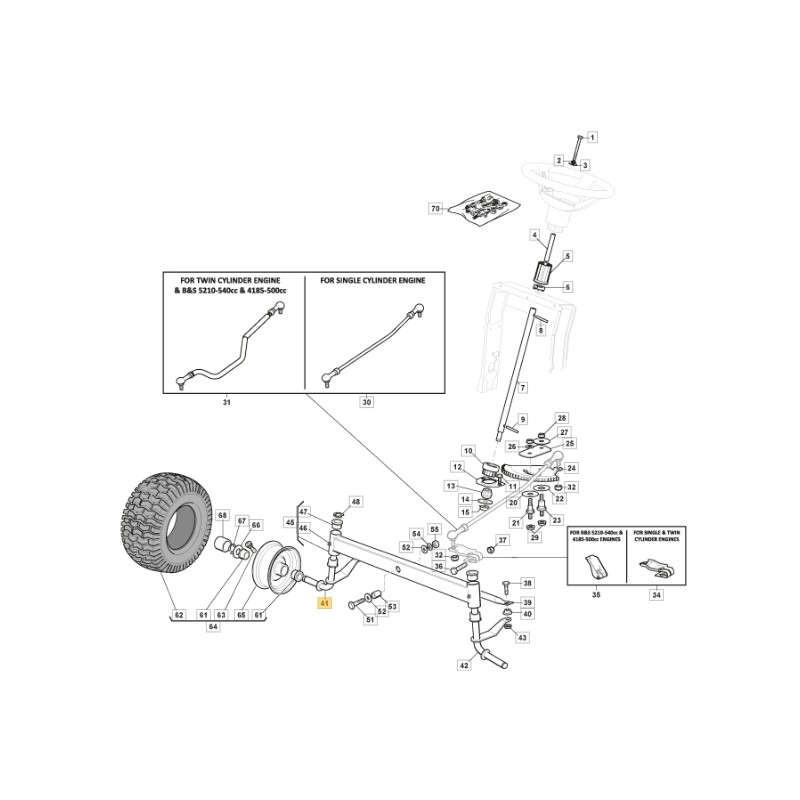 Arbre de direction droit pour tracteur de pelouse ORIGINAL STIGA 382230373/1