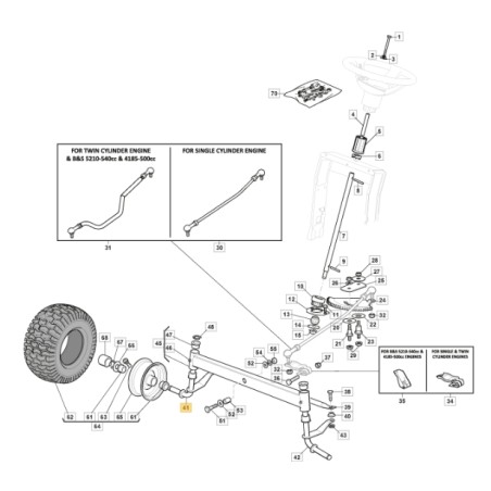 Arbre de direction droit pour tracteur de pelouse ORIGINAL STIGA 382230373/1 | Newgardenstore.eu