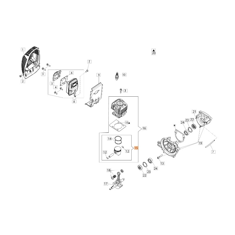 Bürstenmäherwelle Modelle BC22S BC220S ORIGINAL OLEOMAC 58070045R