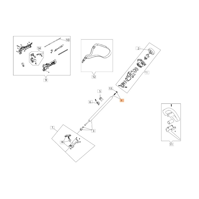 Árbol completo ORIGINAL OLEOMAC para unidades de motor BCH 250 D 61460086