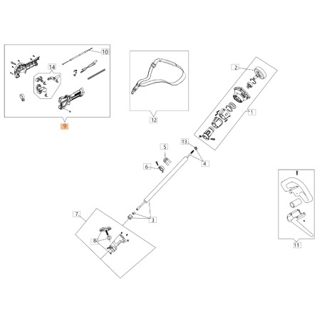 Complete handle ORIGINAL OLEOMAC BCH 310 S BF000054R | Newgardenstore.eu