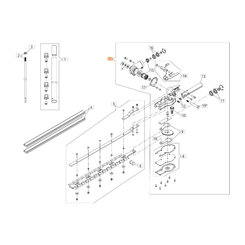 Caja de engranajes completa ORIGINAL OLEOMAC cortadora de setos BCH 250 D BF000095R