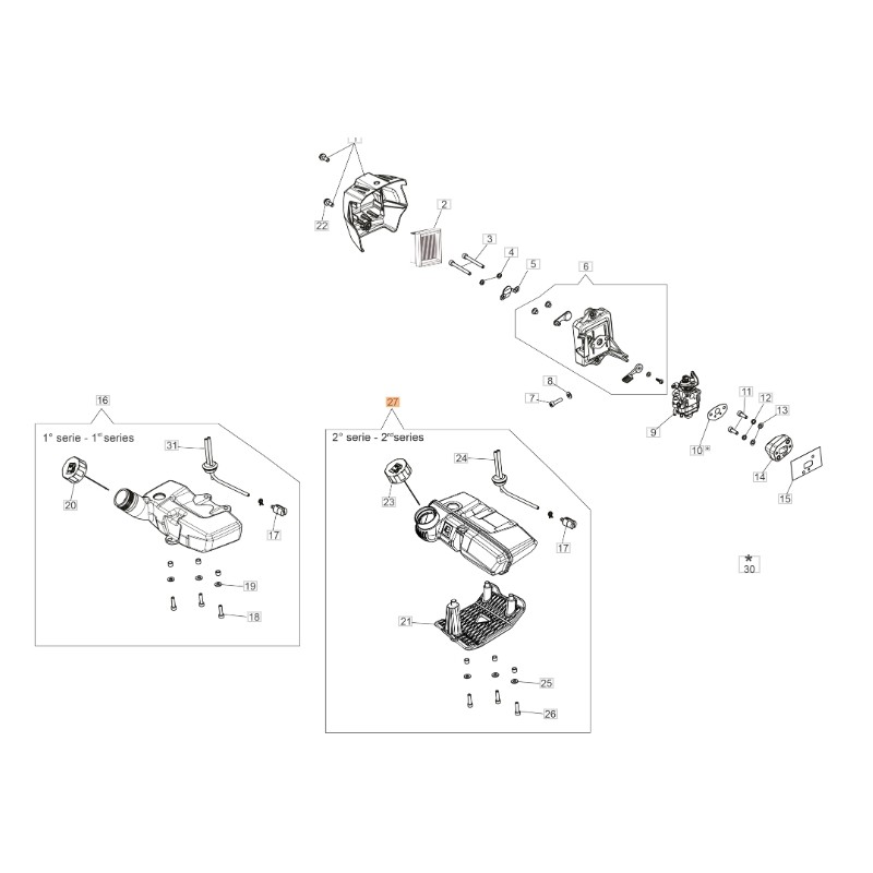 Complete tank ORIGINAL OLEOMAC trimmer BCH 250 pruner 61460081R